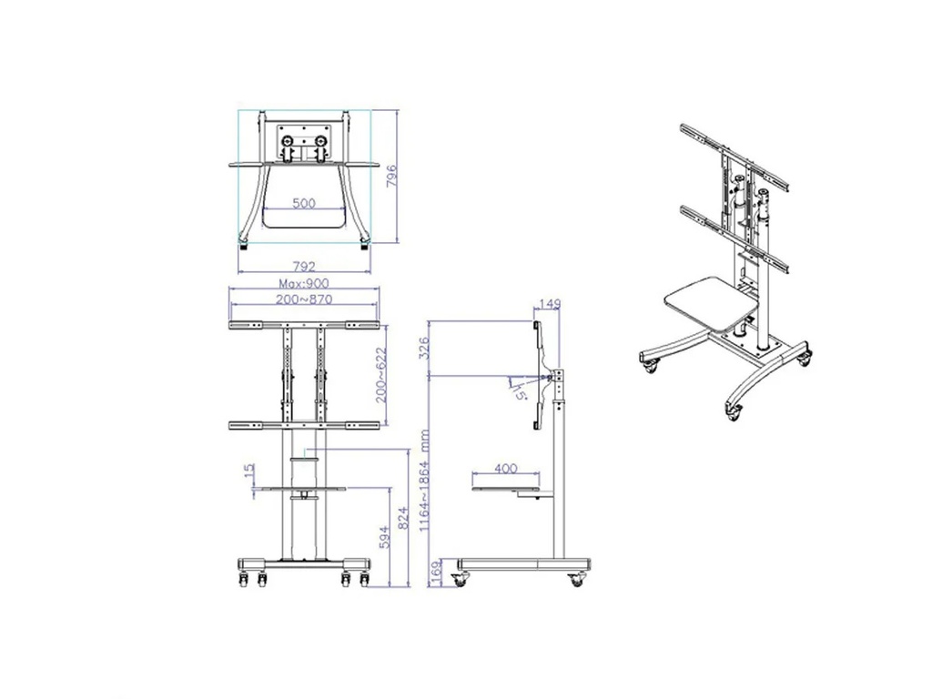 Value Chariot à roulettes 32"- 100"