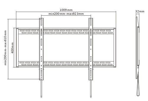 Vivolink VLMW60100 - Support fixe 60" à 100", 125 Kg
