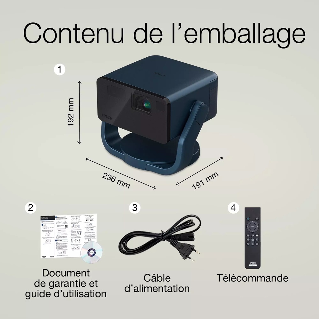 Epson EF-22N - Mini projecteur laser avec son, Full HD, 1'000 lumens