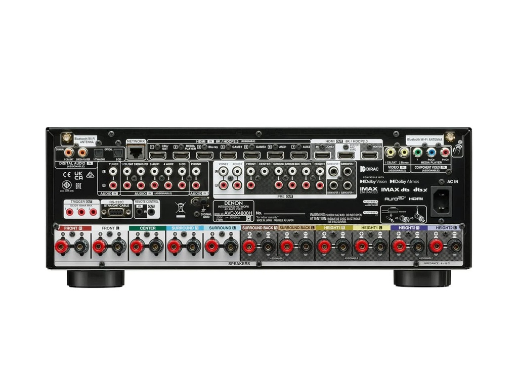 Denon AVC-X4800H - Ampli-tuner AV 200W 8K à 9.4 canaux avec HEOS Built-in - Noir
