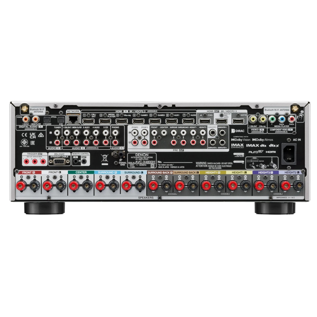 Denon AVC-X4800H - Ampli-tuner AV 200W 8K à 9.4 canaux avec HEOS Built-in - Argenté