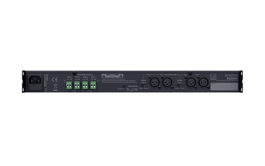 Audac EPA104 - Amplificateur avec Crossover 4x100W@4ohm