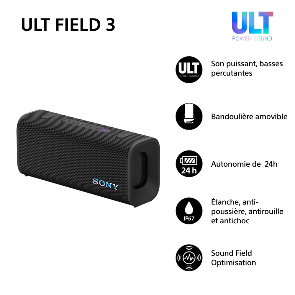 Sony ULT Field 3 Blanc - Enceinte Bluetooth portable