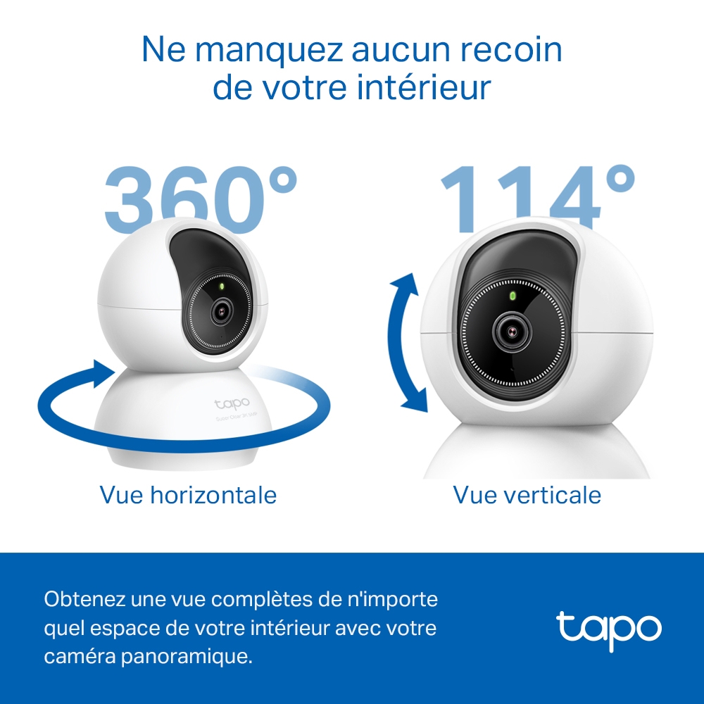 TP-Link - C230 - Caméra de sécurité panoramique/inclinable WiFi avec IA