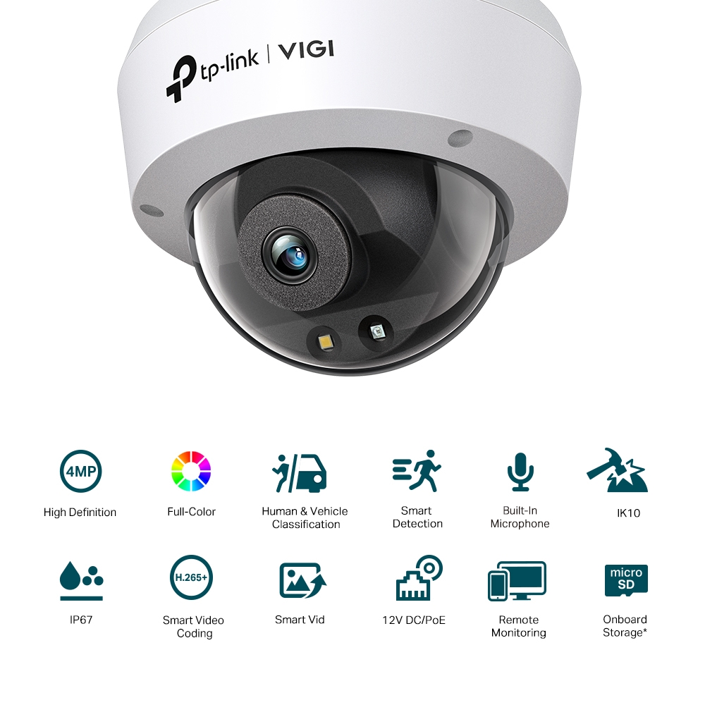 TP-Link Caméra réseau C240 4 mm - Caméra réseau dôme VIGI 4MP Full-Color