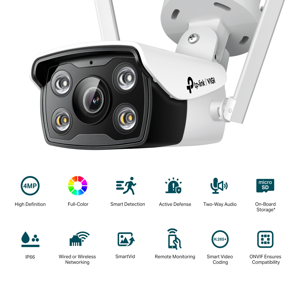 TP-Link Caméra réseau C340-W 4 mm - Caméra réseau Bullet extérieure VIGI 4MP Full-Color