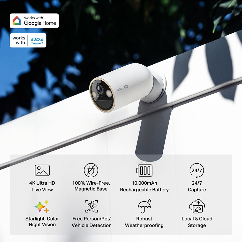 TP-Link - C460 - Caméra de sécurité WiFi 4K sur batterie