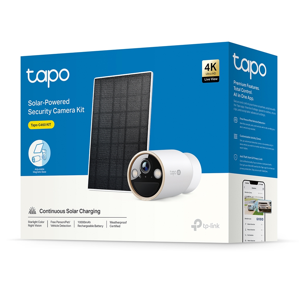 TP-Link - C460 - Kit de caméra de sécurité 4K WiFi bi-bande à énergie solaire