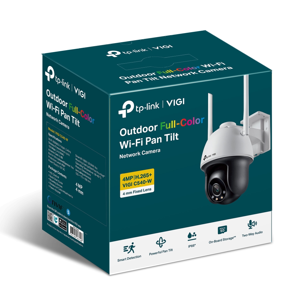TP-Link - C540-W 4 mm - Caméra réseau Pan Tilt VIGI 4MP Outdoor Full-Color