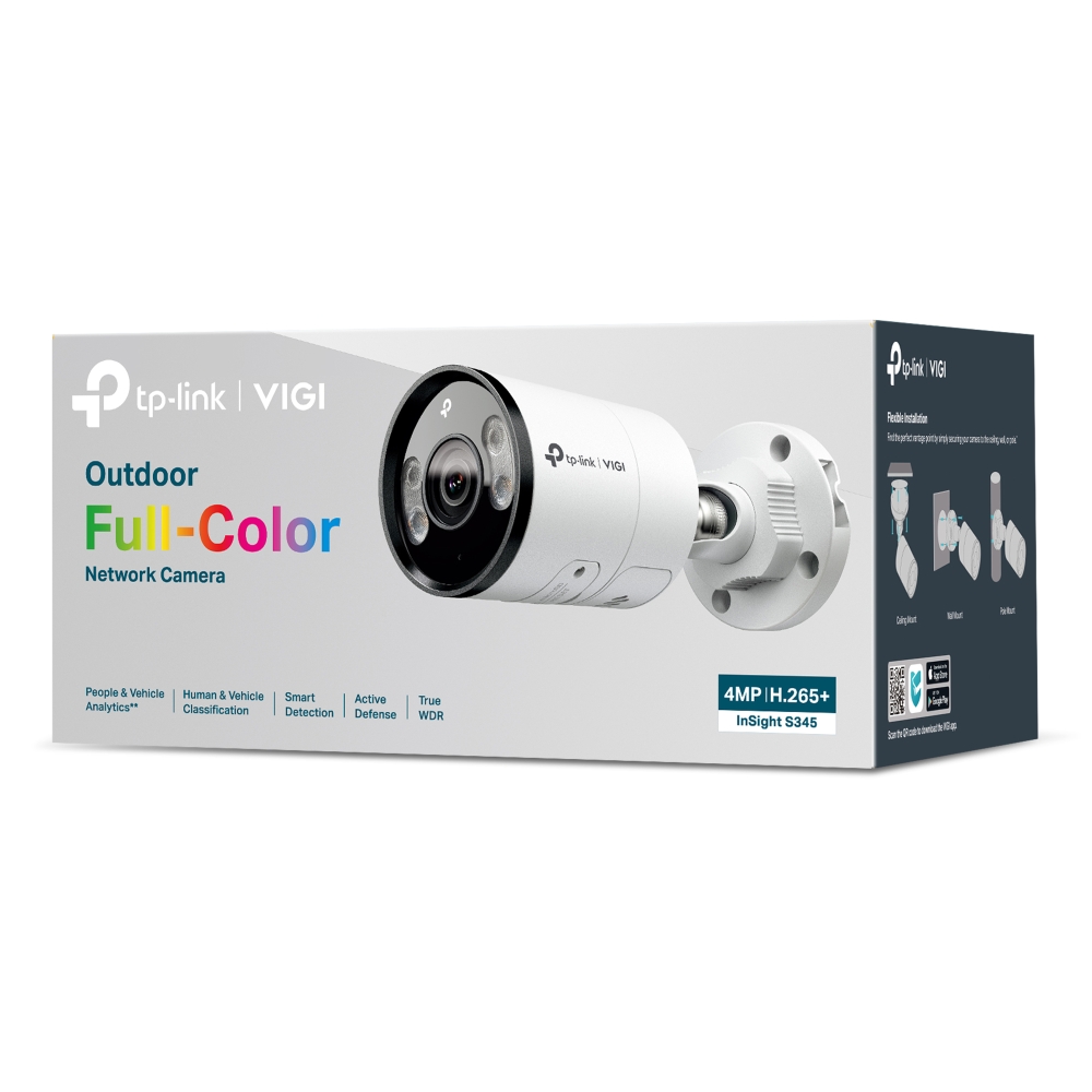 TP-Link - InSight S345 Lentille fixe de 6 mm - Caméra réseau Bullet extérieure couleur VIGI 4MP