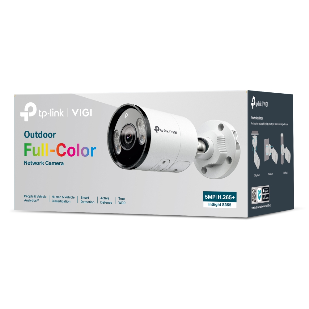 TP-Link - InSight S355 2.8 mm Lentille fixe - Caméra réseau Bullet extérieure couleur VIGI 5MP