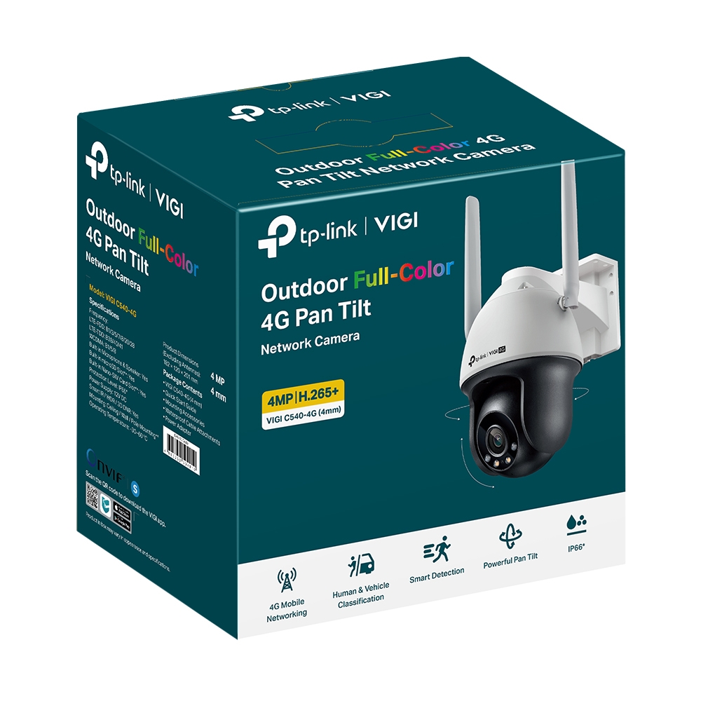 TP-Link - VIGI C540-4G 4 mm - Caméra réseau panoramique 4G couleur extérieure VIGI 4MP