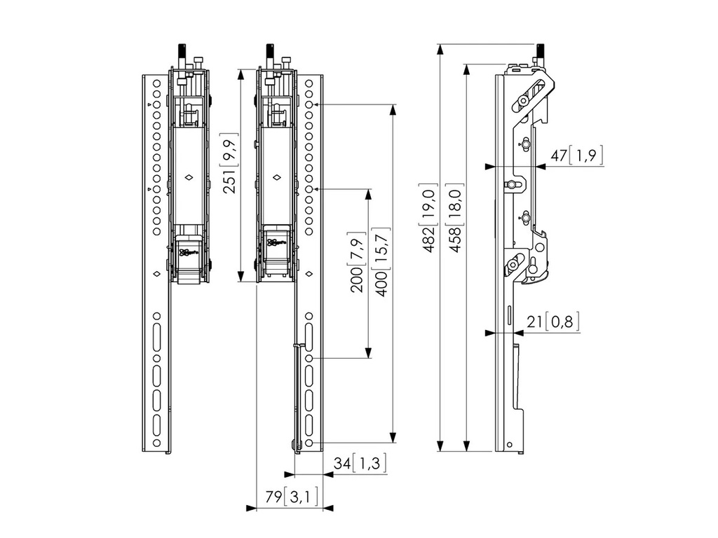 Vogel's PFS 3504 - Bandes réglables interface écran, 482mm