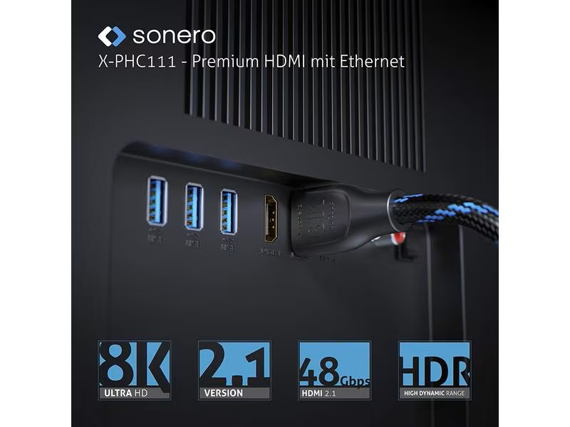 Sonero X-PHC111-020 - Câble HDMI 2M, 8K, 2.1