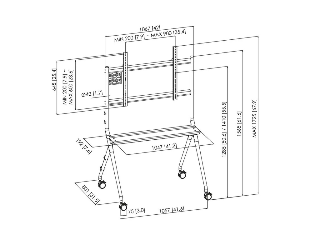 Vogel's Essential T1011 - Support à roulettes, écran 50 - 86 pouces