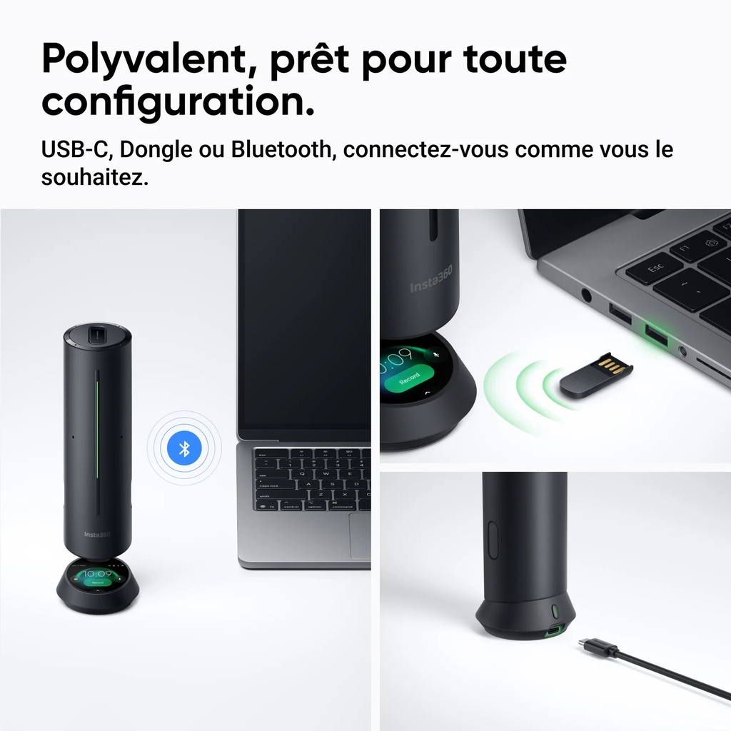 Insta360 Wave Pro blanc - Haut-parleur avec suite d'enregistrement IA