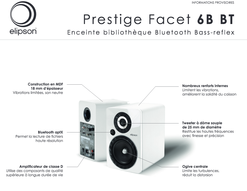 Elipson Prestige Facet 6B BT Blanc (Paire)