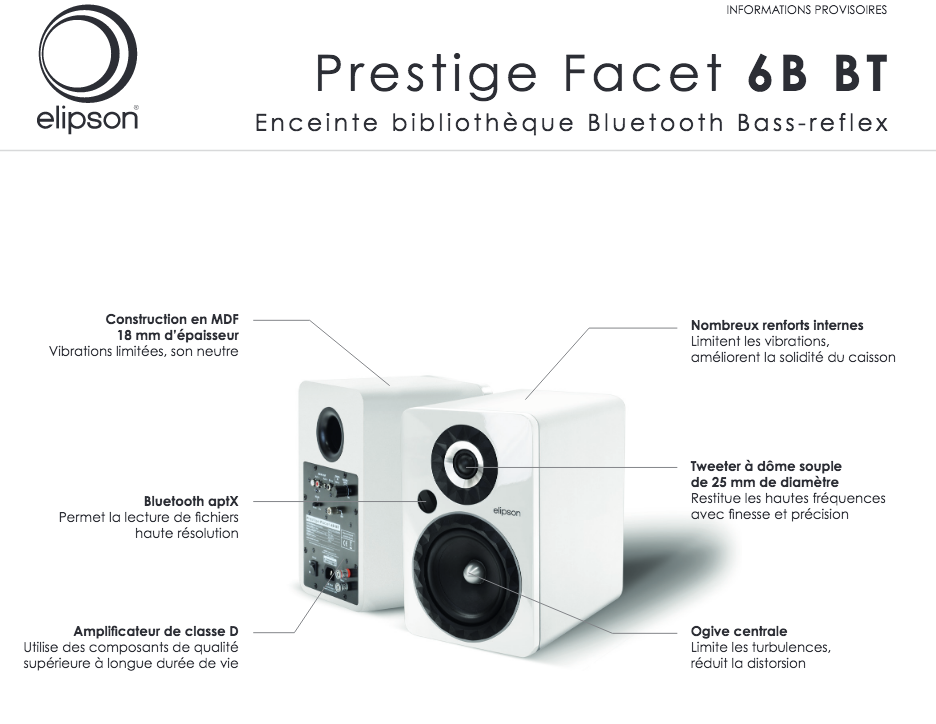 Elipson Prestige Facet 6B BT Noyer (Paire)