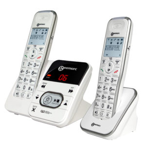 Geemarc AMPLIDECT295-2 - Téléphone filaire amplifié numérique sans fil avec répondeur intégré DUO