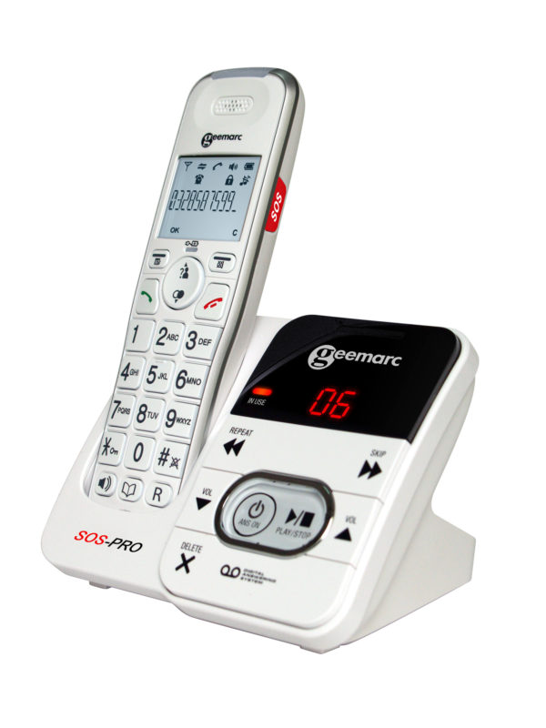 Geemarc AMPLIDECT295 SOS PRO - Téléphone sans fil amplifié numérique avec répondeur intégré et bouton SOS inclus