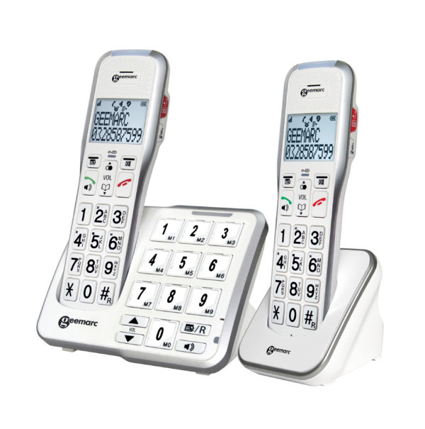 Geemarc AMPLIDECT595-2 PHOTO - Téléphone amplifié numérique sans fil avec mémoires photo DUO