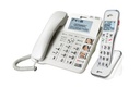 Geemarc AMPLIDECT COMBI 595 - Téléphone filaire avec combiné sans fil amplifié, touches avec photos et boutons SOS