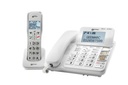 Geemarc AMPLIDECT COMBI 595 - Téléphone filaire avec combiné sans fil amplifié, touches avec photos et boutons SOS