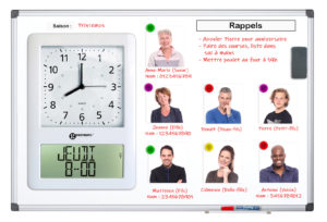 Geemarc VISO MEMODAY - Tableau blanc aide-mémoire avec horloge intégrée
