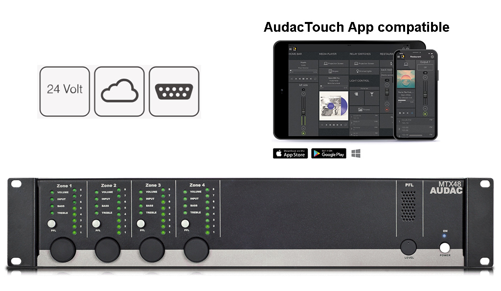 Audac MTX48 - Matrice Audio 6 x Inputs 4 x Zones stéréo