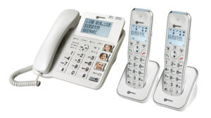 Geemarc AMPLIDECT COMBI 295-2 - Téléphone filaire avec répondeur intégré et deux combinés additionnels sans fil
