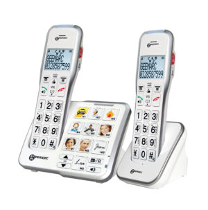 Geemarc AMPLIDECT595-2 PHOTO - Téléphone amplifié numérique sans fil avec mémoires photo DUO