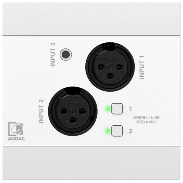 Audac NWP320/W - Panel mural Dante 2xXLR+1xJack 3.5+ BT - Blanc