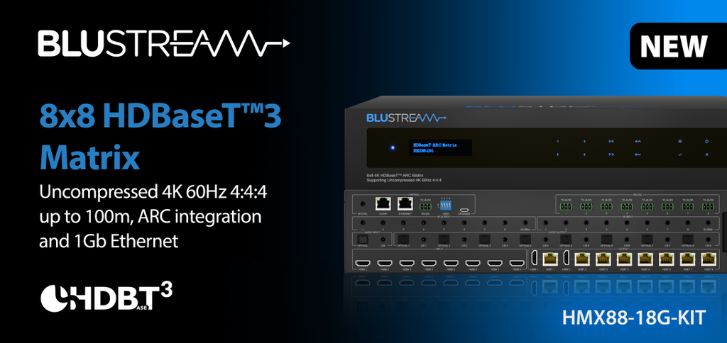 Blustream HMX88-18G - Matrice HDMI-HDBaseT3 8x8 4K PoH