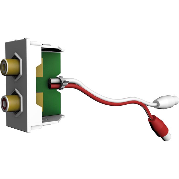 Cecoflex - AVM-1003 - Module 2x RCA rouge/blanc F/F  blanc avec câble de 200 mm