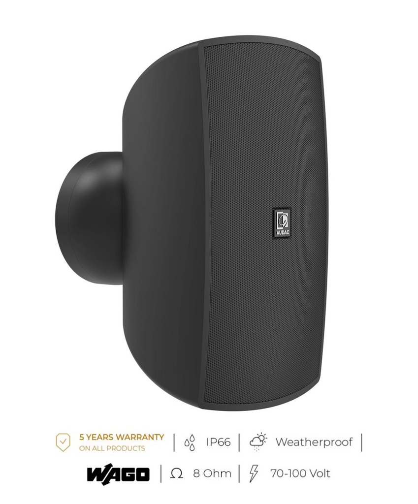 Audac ATEO6M/B - HP mural 6" 2voies 8ohm/100V IP66 - Noir (Paire)