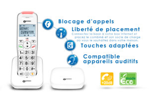 Geemarc Liberty 200 - Téléphone amplifié numérique sans fil avec base DECT séparée