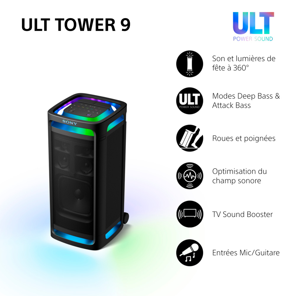 Sony ULT Tower 9 Noir - Enceinte Bluetooth de fête