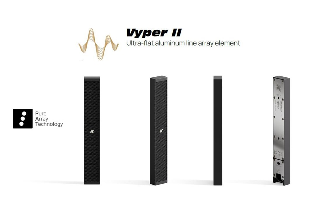 K-Array Vyper-KV25 II - Line-array ultra-plat 26 cm, 4x1", 75 W, 8/32 Ω, IP65 - Noir