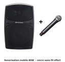 Audiophony RACER80/F5 - Sonorisation mobile 80W - Mediaplayer, Bluetooth et Récepteur micro intégré / 514 - 542 MHz