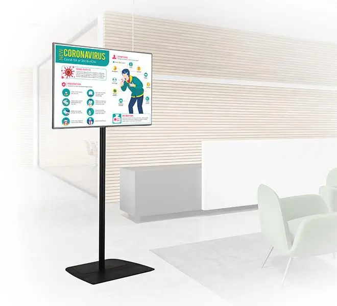 B-Tech BT8572/BB - Support pied de sol noir, -> 55"