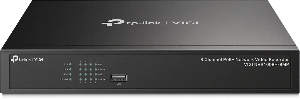 TP-Link - VIGI NVR1008H-8MP - Enregistreur vidéo réseau PoE+ 8 canaux