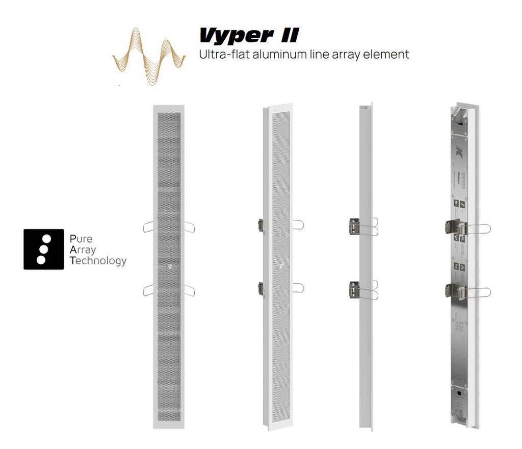 K-Array Vyper-KV52MW II - Line-array encastré 50 cm, 8x1", 150 W, 16/64 Ω, IP65 - Marine - Blanc