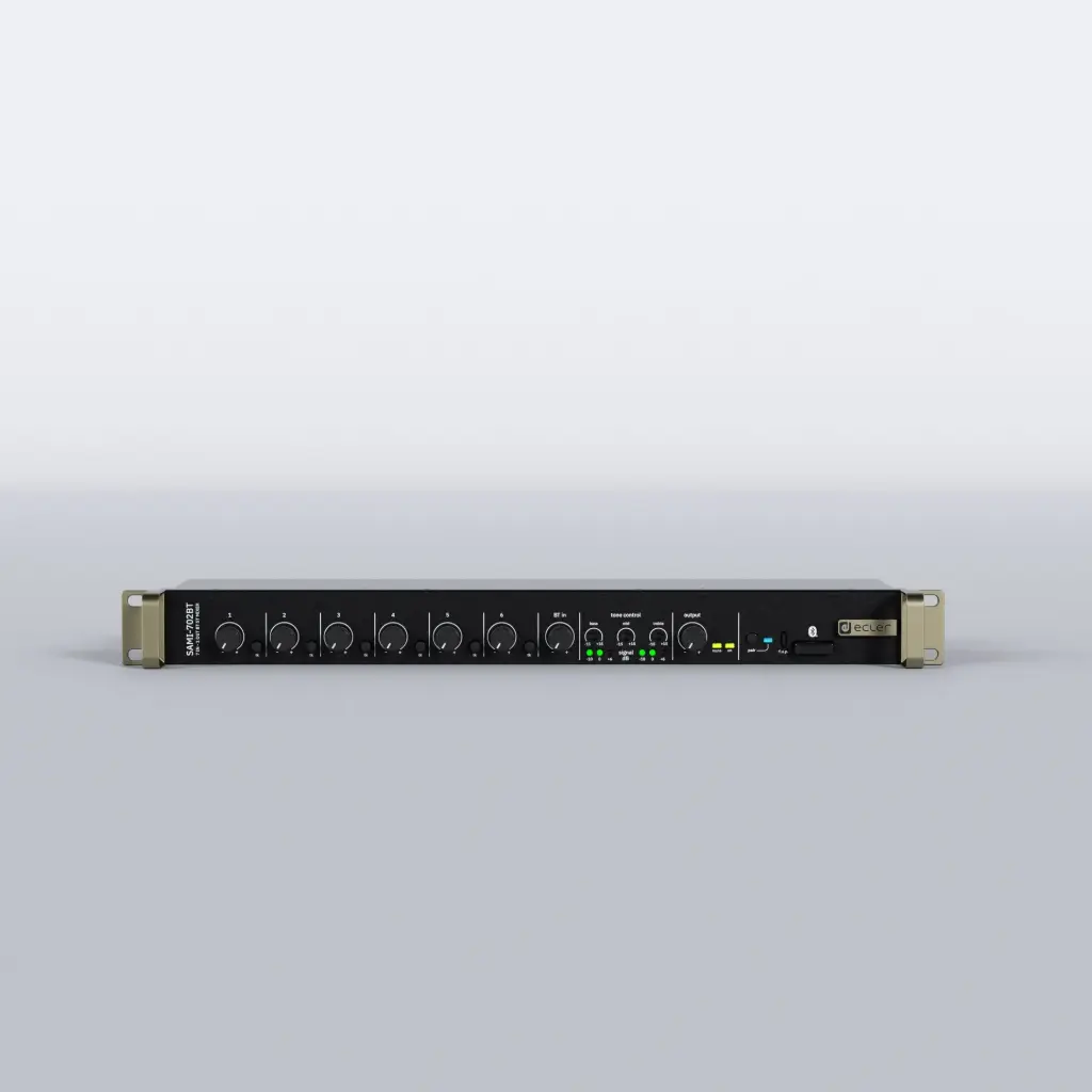 Ecler SAMI-702BT  - Mélangeur d'installation stéréo analogique 7 x 2, Rack 1U, Bluetooth®
