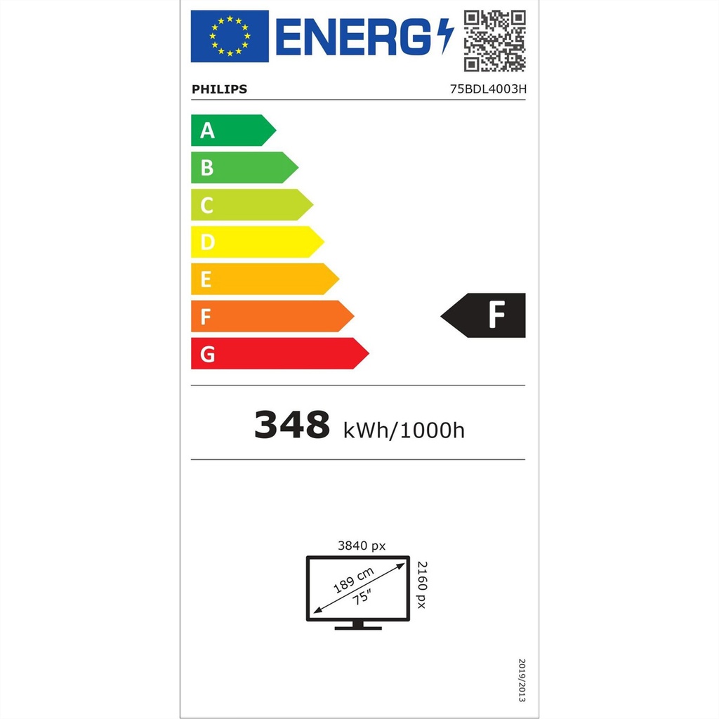 Philips 75BDL4003H/02 - semi-extérieur Écran 75BDL4003H/00, 75", 24/7, UHD, 3000cd/m²