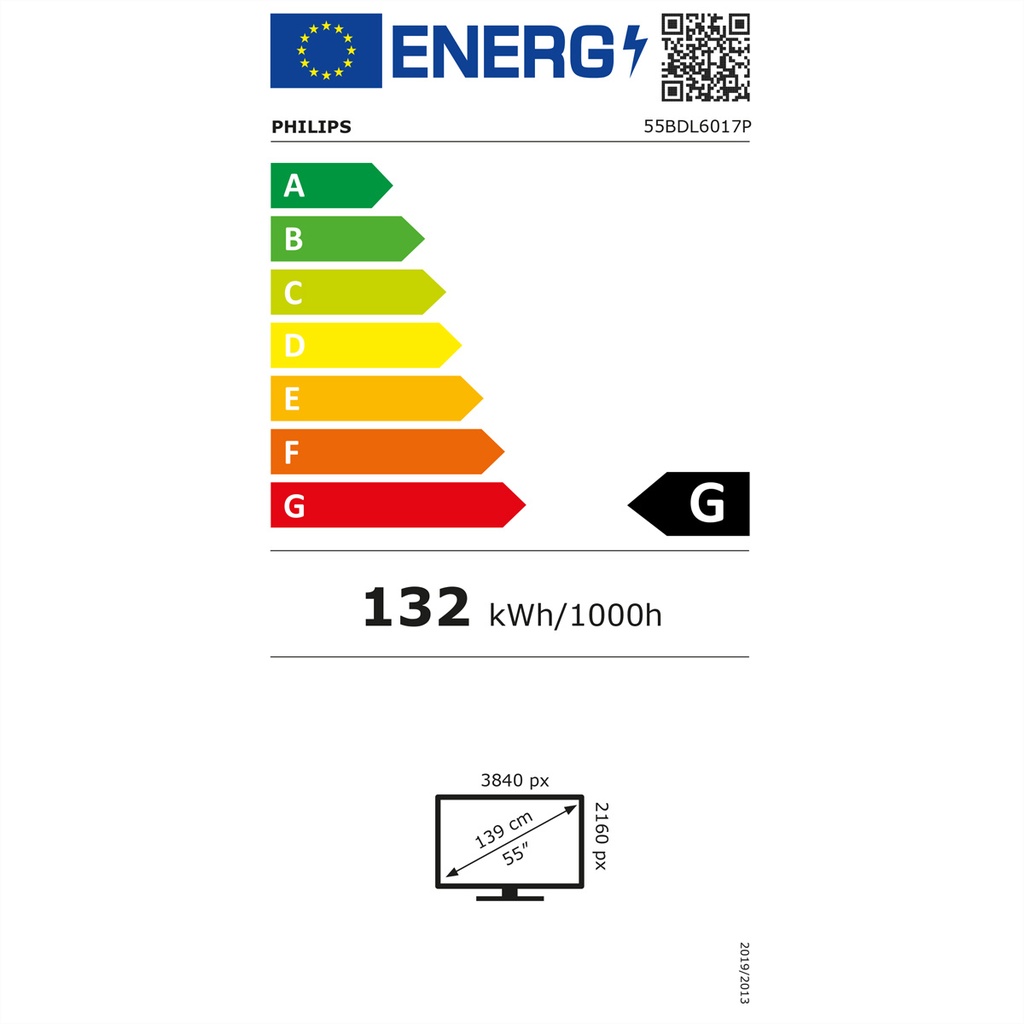 Philips 55BDL6017P/00 - Écran d'affichage dynamique 55BDL6017P/00, 55", UHD, 24/7, 800cd/m², 25% Haze