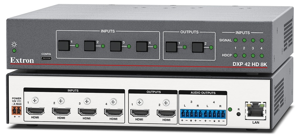 Extron DXP 42 HD 8K — Matrice HDMI 8K 4x2 avec dé-embedding audio