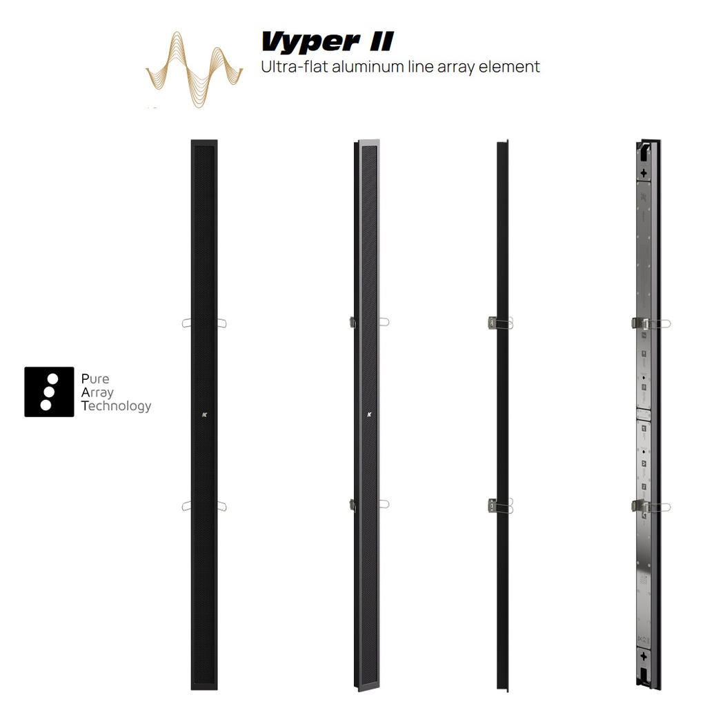 K-Array Vyper-KV102R II - Line-array encastré 1 m, 16x1", 300 W, 8/32 Ω, IP65 - Noir