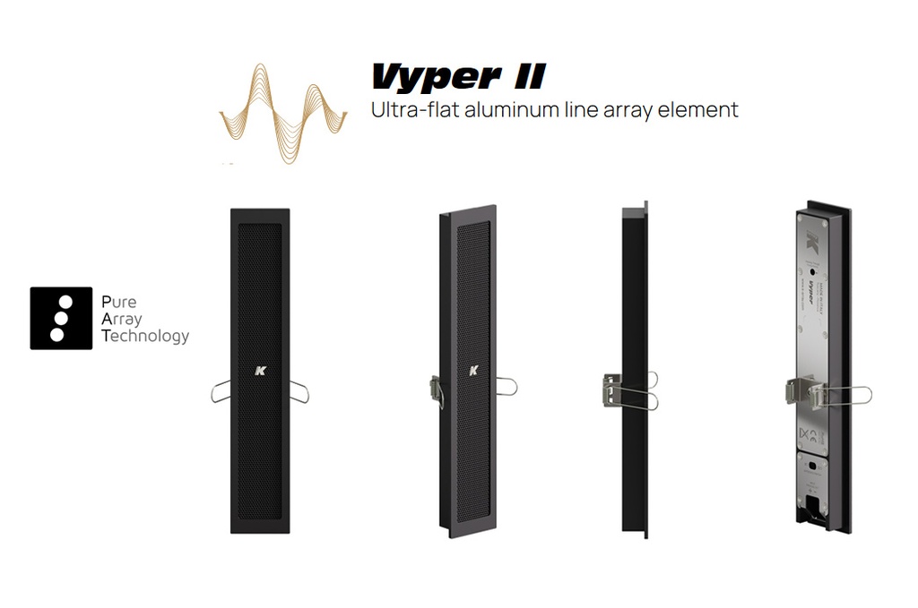 K-Array Vyper-KV25R II - Line-array encastré 26 cm, 4x1", 75 W, 8/32 Ω, IP65 - Noir