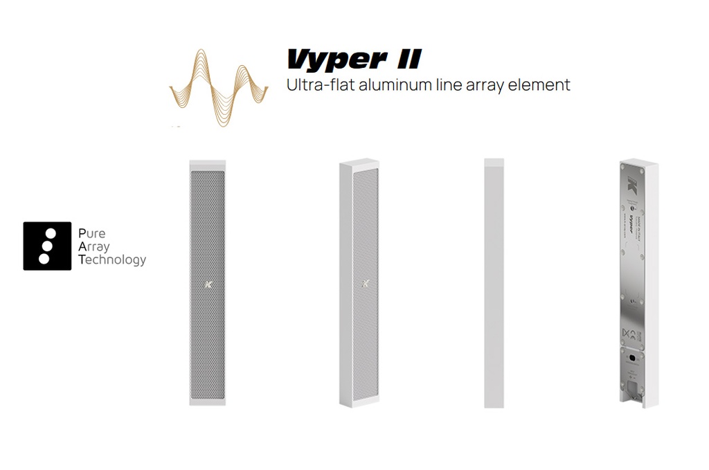 K-Array Vyper-KV25W II - Line-array ultra-plat 26 cm, 4x1", 75 W, 8/32 Ω, IP65 - Blanc