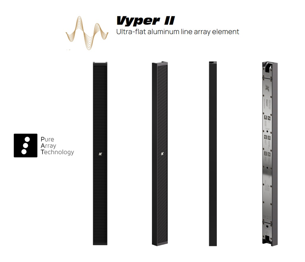 K-Array Vyper-KV52 II - Line-array ultra-plat 50 cm, 8x1", 150 W, 16/64 Ω, IP65 - Noir